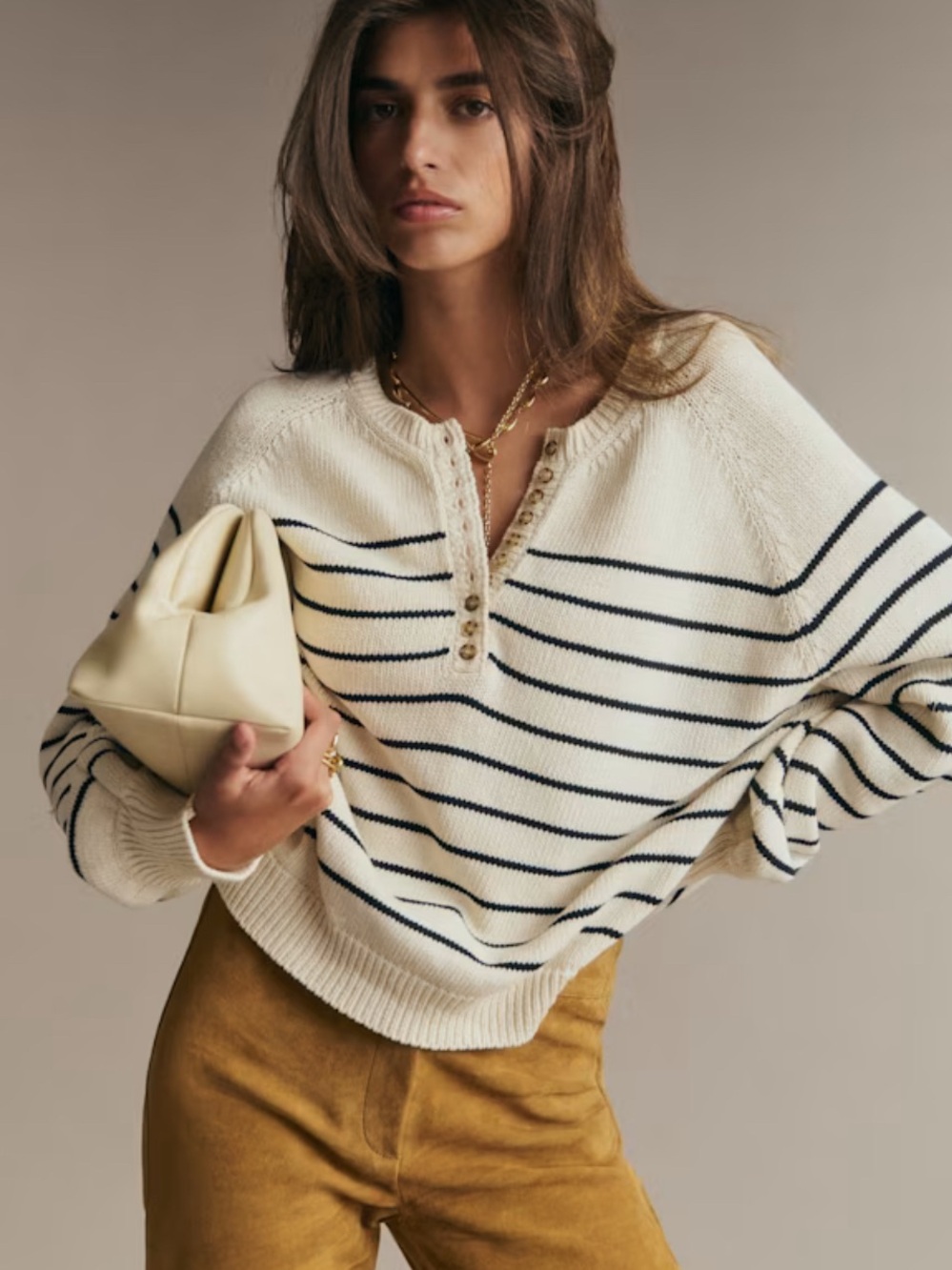 Sezane Léontine Jumper In Colour Ecru and Navy Size Xs